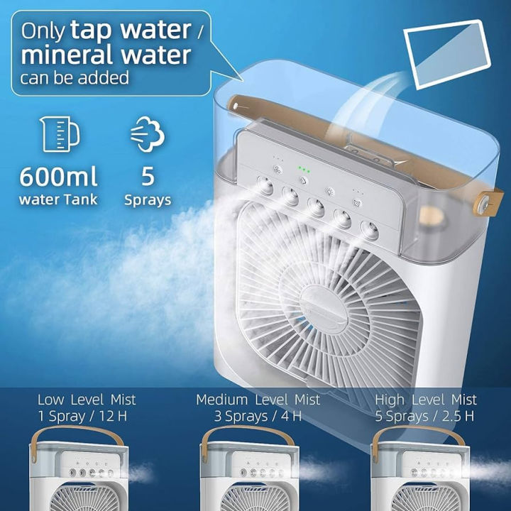 Trending Mini Air Conditioner Fan Premium 3 In 1 Desk Cooling Fan Spray Fan