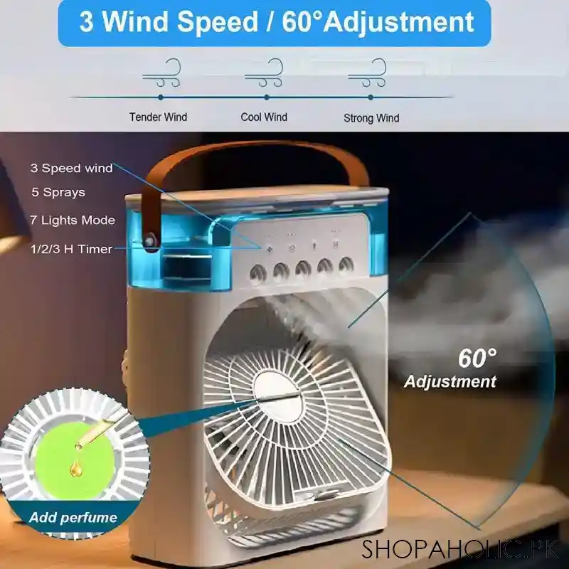 Trending Mini Air Conditioner Fan Premium 3 In 1 Desk Cooling Fan Spray Fan